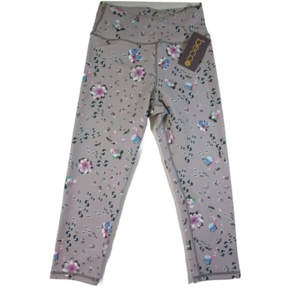 BECCO Cross Front Capris Women’s Mid Rise Stretch Athletic Pants Leggings Size S